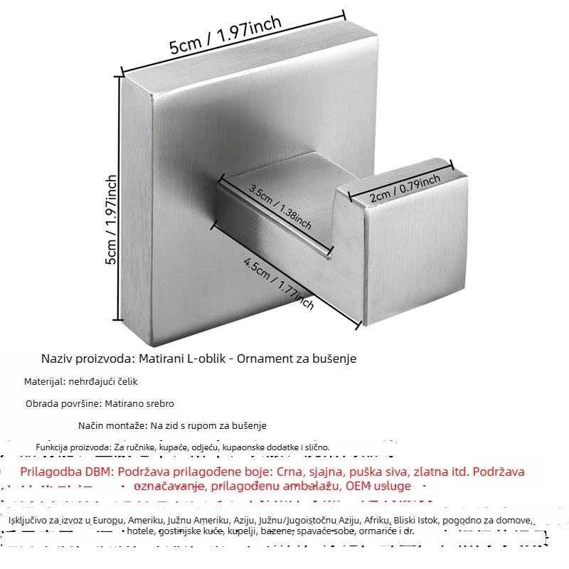Stalak za ručnike od nehrđajućeg čelika, zidni, 2-slojni, finO poliranje, nosivost 20, perforirano montiranje