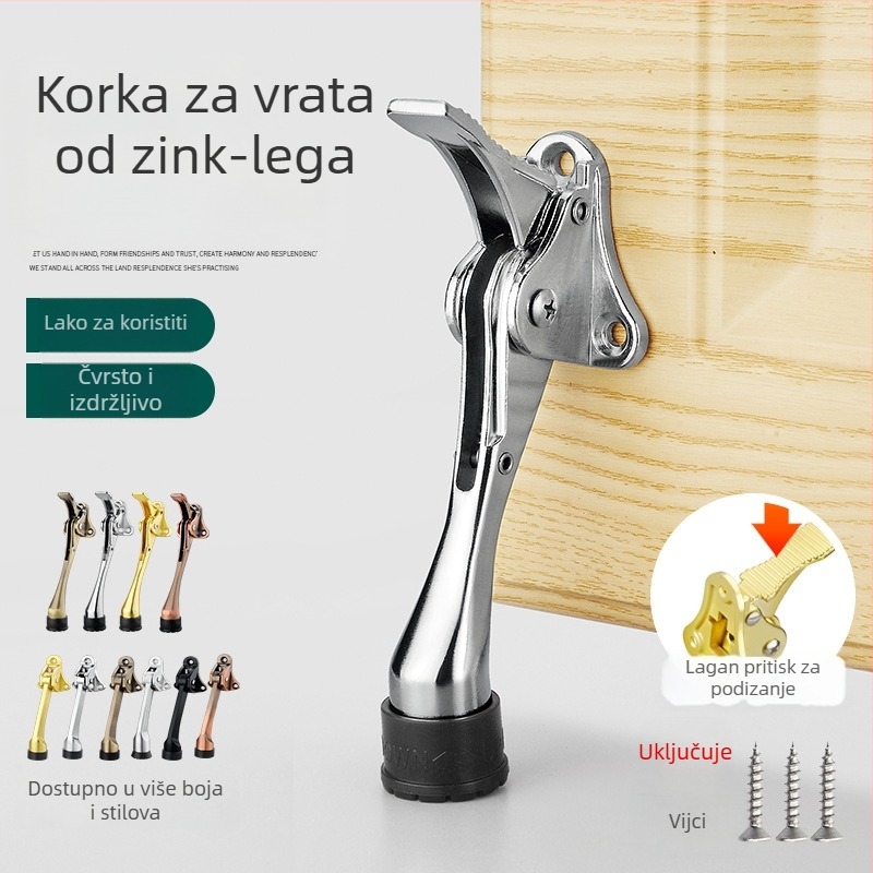 Pedalno upravljavani vrata stopper, cinkova legura, elektroplatiniranje, zidni montaža CT-01, ručno upravljanje, Feiyang, moderni minimalistički stil