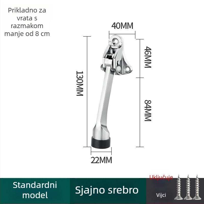 Pedalno upravljavani vrata stopper, cinkova legura, elektroplatiniranje, zidni montaža CT-01, ručno upravljanje, Feiyang, moderni minimalistički stil