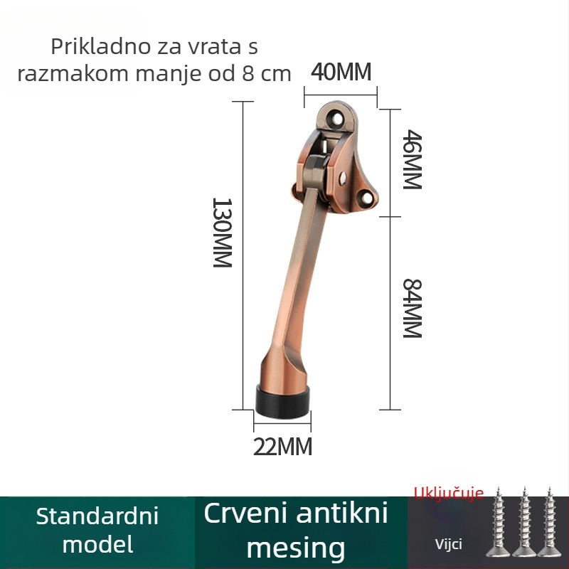Pedalno upravljavani vrata stopper, cinkova legura, elektroplatiniranje, zidni montaža CT-01, ručno upravljanje, Feiyang, moderni minimalistički stil