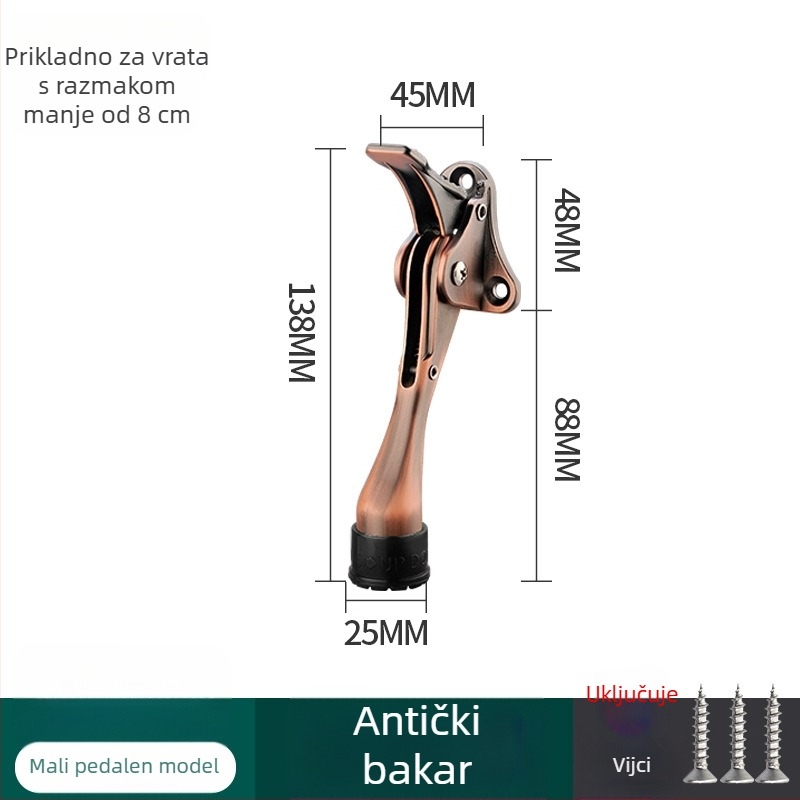 Pedalno upravljavani vrata stopper, cinkova legura, elektroplatiniranje, zidni montaža CT-01, ručno upravljanje, Feiyang, moderni minimalistički stil