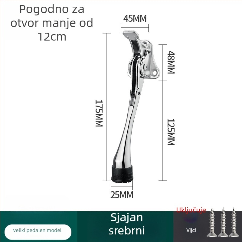 Pedalno upravljavani vrata stopper, cinkova legura, elektroplatiniranje, zidni montaža CT-01, ručno upravljanje, Feiyang, moderni minimalistički stil