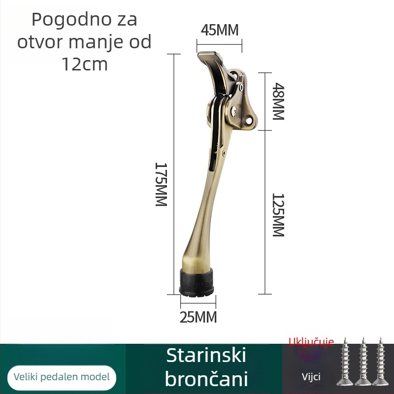 Pedalno upravljavani vrata stopper, cinkova legura, elektroplatiniranje, zidni montaža CT-01, ručno upravljanje, Feiyang, moderni minimalistički stil