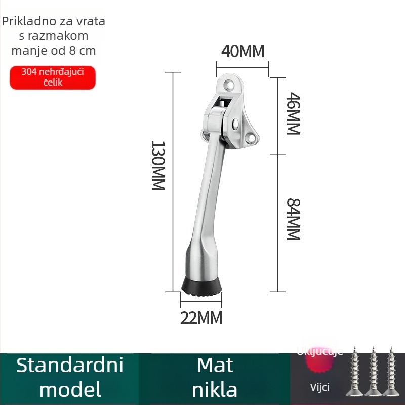 Pedalno upravljavani vrata stopper, cinkova legura, elektroplatiniranje, zidni montaža CT-01, ručno upravljanje, Feiyang, moderni minimalistički stil