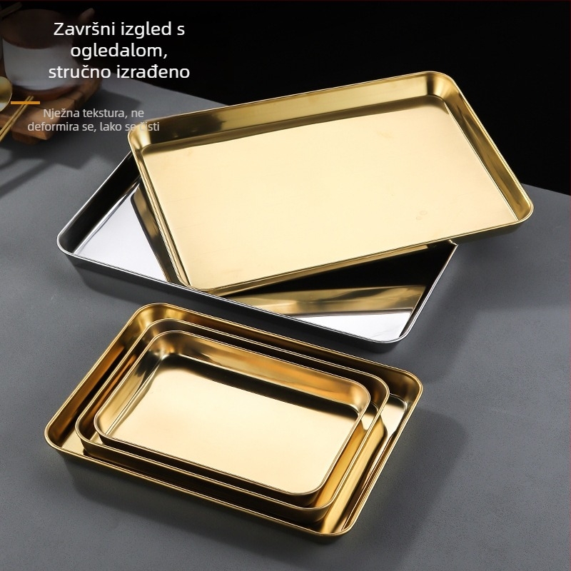 Korejskog stila tanjur od nehrđajućeg čelika, kvadratnog oblika, kompatibilan s mikrovalnom, moderan minimalistički dizajn, premium kvaliteta