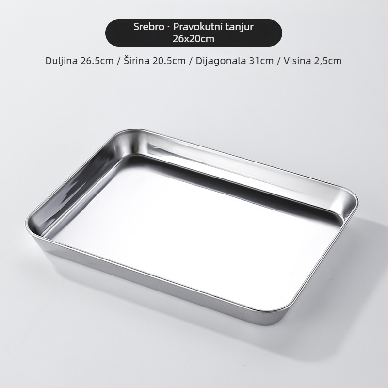 Korejskog stila tanjur od nehrđajućeg čelika, kvadratnog oblika, kompatibilan s mikrovalnom, moderan minimalistički dizajn, premium kvaliteta
