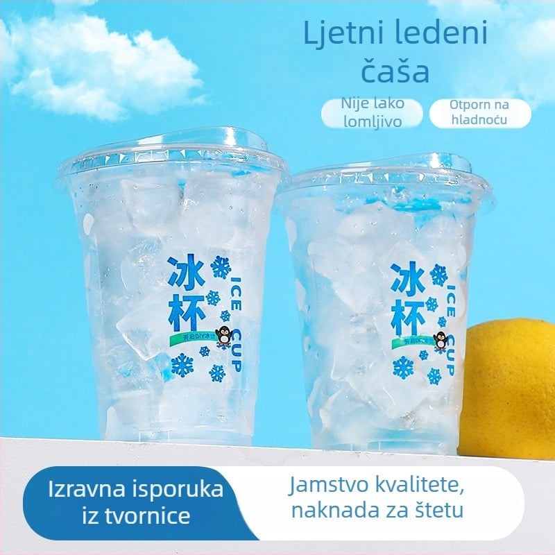 Jednokratna PET plastična čaša za hladne napitke, ovalni oblik, prozirna, zapremina 401–500 ml, pogodna za mliječni čaj i kavu