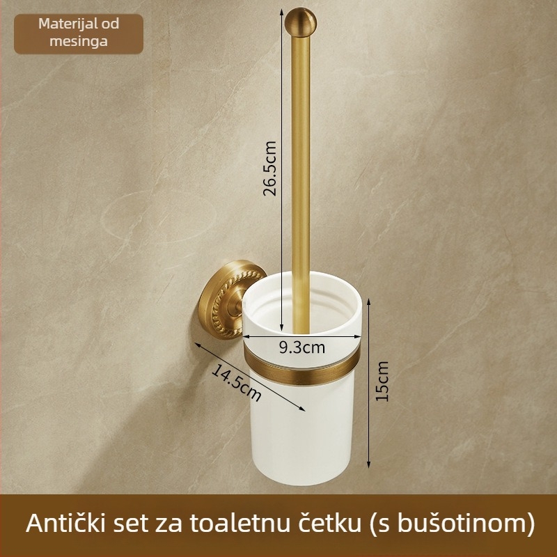 Bakreni držač za ručnike, antik stil, kupaonica, jednodjelni dizajn, brušena površina, nosivost 10 kg