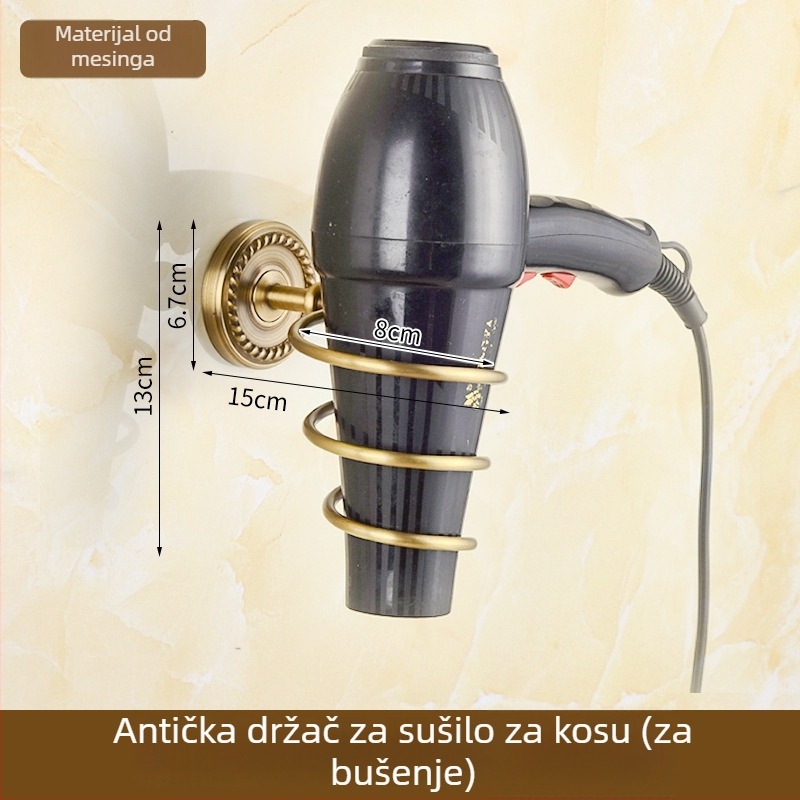 Bakreni držač za ručnike, antik stil, kupaonica, jednodjelni dizajn, brušena površina, nosivost 10 kg