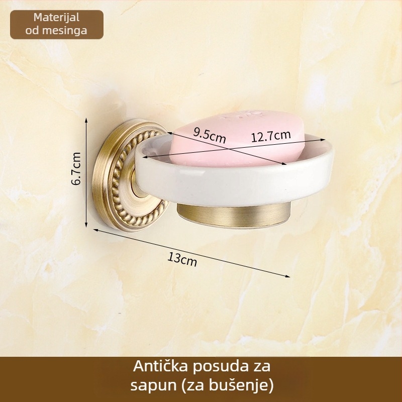 Bakreni držač za ručnike, antik stil, kupaonica, jednodjelni dizajn, brušena površina, nosivost 10 kg