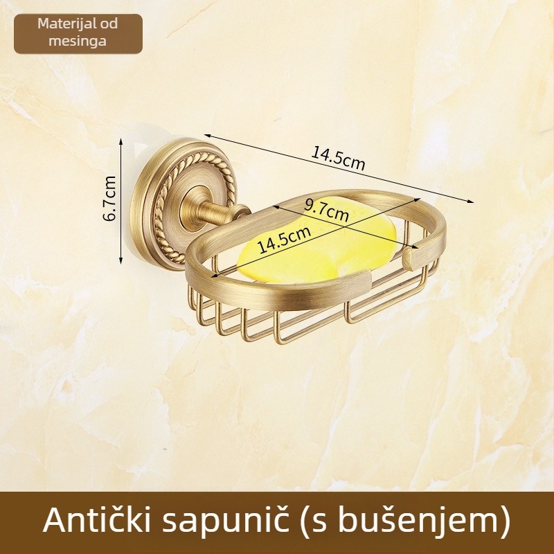 Bakreni držač za ručnike, antik stil, kupaonica, jednodjelni dizajn, brušena površina, nosivost 10 kg
