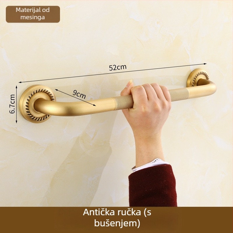 Bakreni držač za ručnike, antik stil, kupaonica, jednodjelni dizajn, brušena površina, nosivost 10 kg