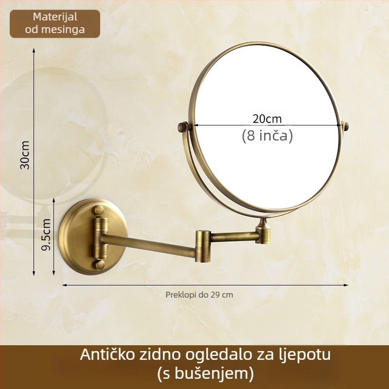 Bakreni držač za ručnike, antik stil, kupaonica, jednodjelni dizajn, brušena površina, nosivost 10 kg