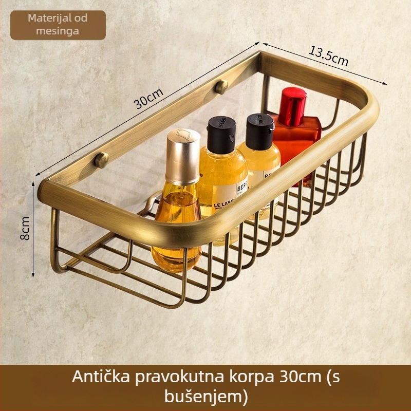 Bakreni držač za ručnike, antik stil, kupaonica, jednodjelni dizajn, brušena površina, nosivost 10 kg