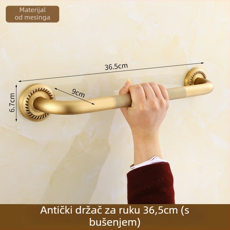 Bakreni držač za ručnike, antik stil, kupaonica, jednodjelni dizajn, brušena površina, nosivost 10 kg