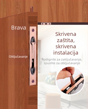 Skrivena brava za vrata, tip F, 304 nehrđajući čelik, elektroplatirani završetak, moderan stil
