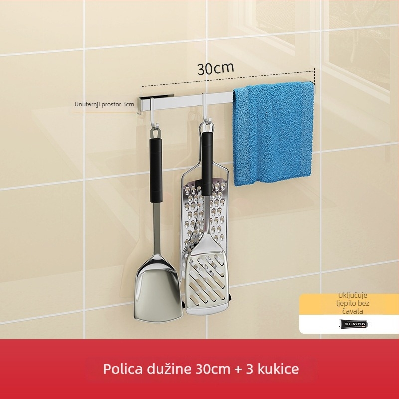 Zidni kuhinjski stalak od 304 nerđajućeg čelika, višefunkcionalan, instalacija bez bušenja, zidni polica za kuhinju, Dongguan 2019