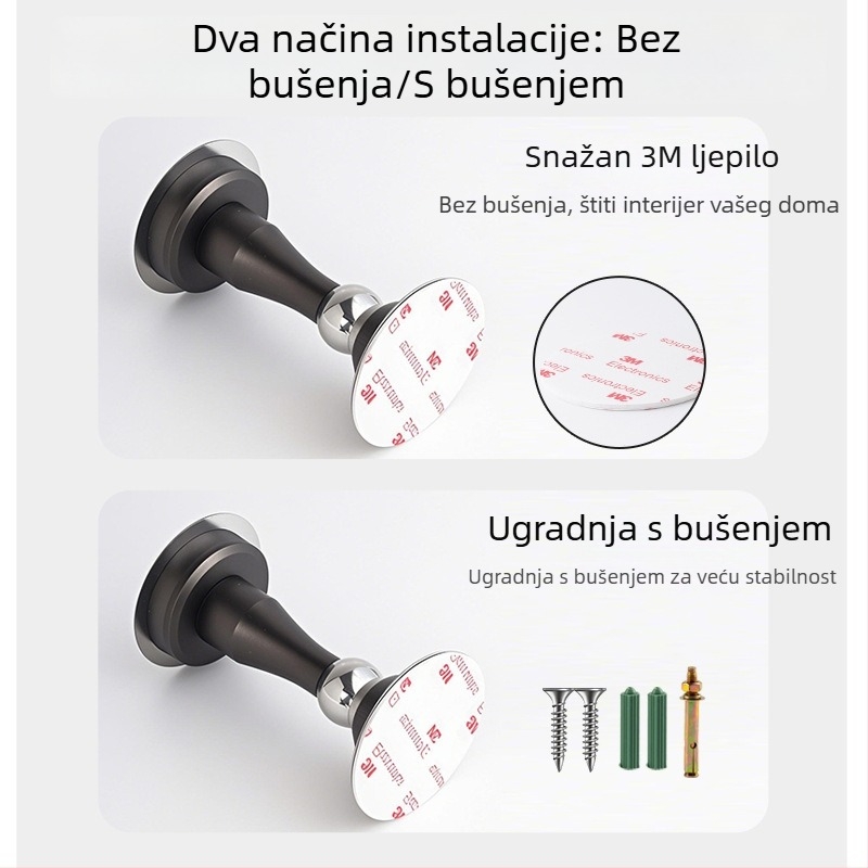 Magnetska hvataljka za vrata od nehrđajućeg čelika 3-u-1, zidna montaža, poliran i elektroplatirani završni sloj