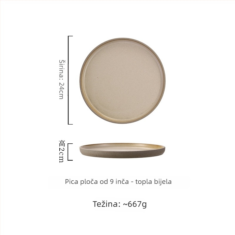 Porcelanski tanjur u japanskom stilu, okrugli tanjur za obrok, siguran za mikrovalnu pećnicu, prilagodljiv