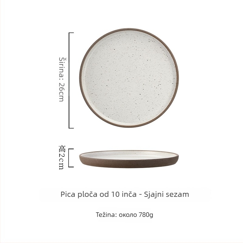 Porcelanski tanjur u japanskom stilu, okrugli tanjur za obrok, siguran za mikrovalnu pećnicu, prilagodljiv