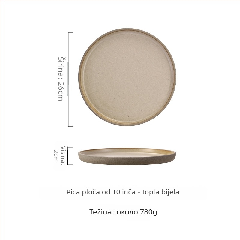 Porcelanski tanjur u japanskom stilu, okrugli tanjur za obrok, siguran za mikrovalnu pećnicu, prilagodljiv