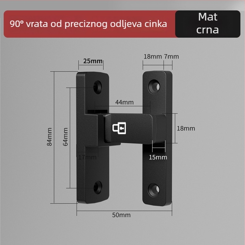 Vrata zasun Tip A, Model 83 Buckle, Cinkov lit, Pješčani završni, Montaža na površinu, Unutarnja uporaba