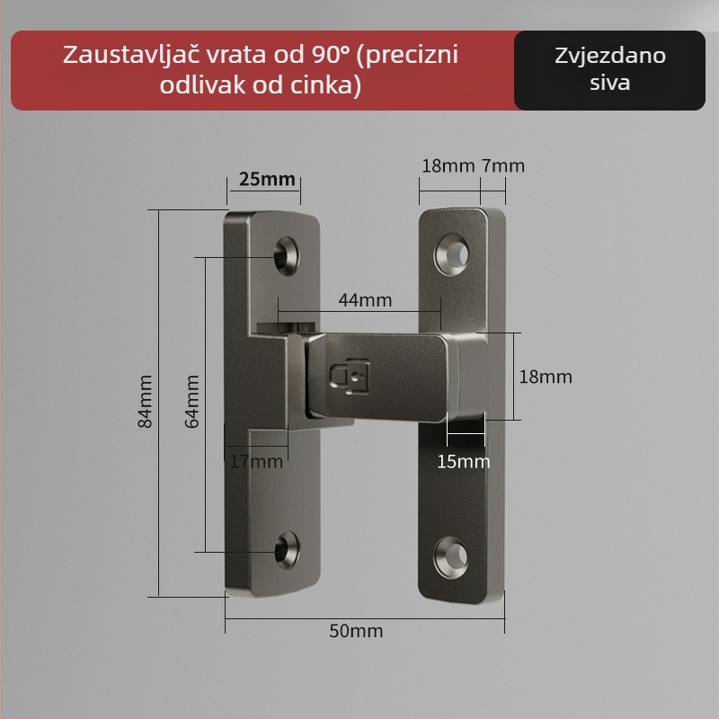 Vrata zasun Tip A, Model 83 Buckle, Cinkov lit, Pješčani završni, Montaža na površinu, Unutarnja uporaba