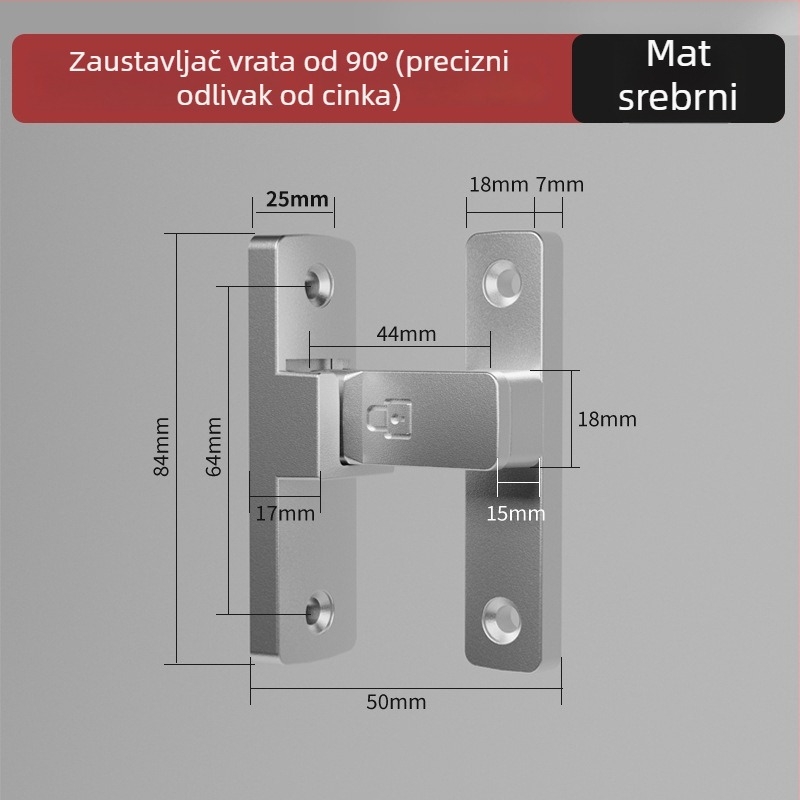 Vrata zasun Tip A, Model 83 Buckle, Cinkov lit, Pješčani završni, Montaža na površinu, Unutarnja uporaba