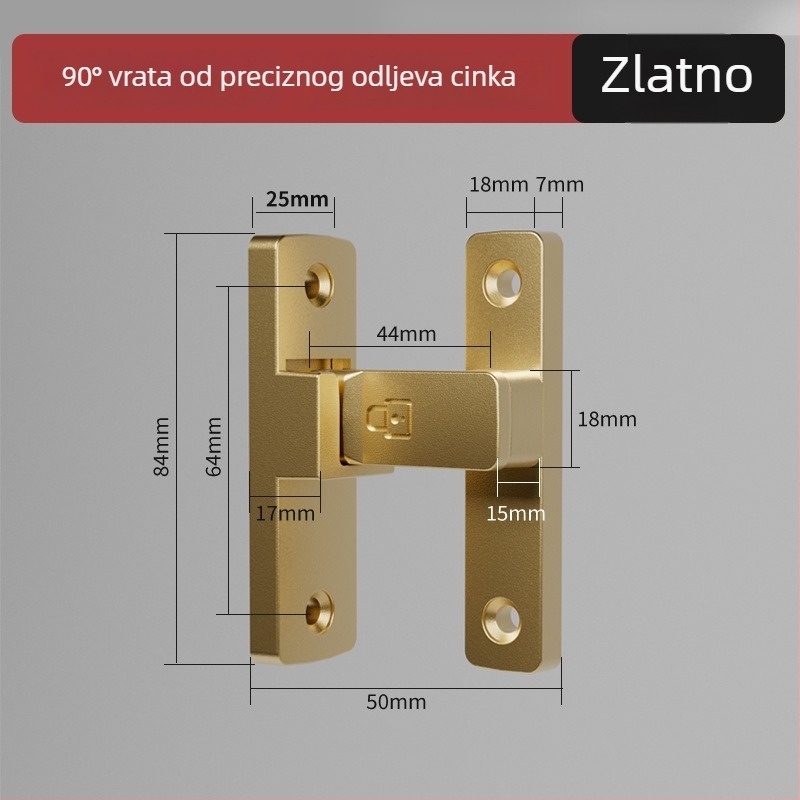 Vrata zasun Tip A, Model 83 Buckle, Cinkov lit, Pješčani završni, Montaža na površinu, Unutarnja uporaba