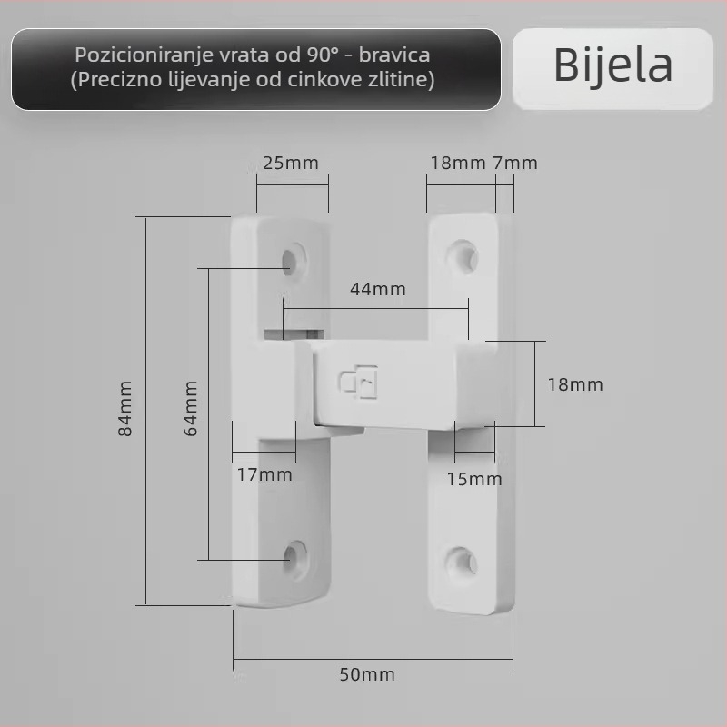 Vrata zasun Tip A, Model 83 Buckle, Cinkov lit, Pješčani završni, Montaža na površinu, Unutarnja uporaba