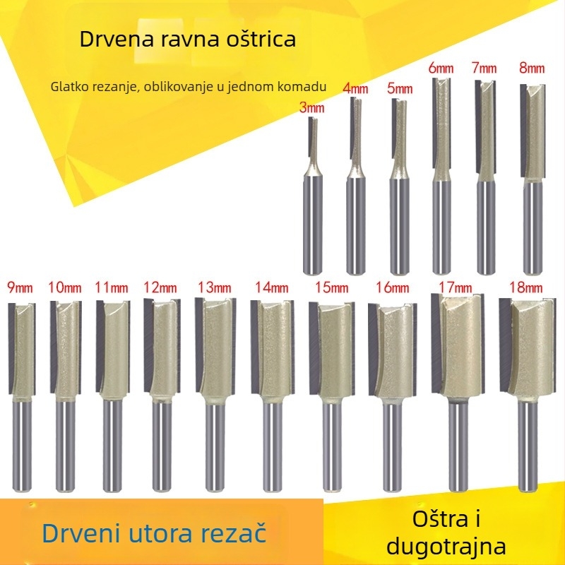 Freza za kanaliziranje drva, jednostruka i dvostruka oštrica, kompatibilna s CNC/gravirajućim strojevima, za drvo, MDF i laminat