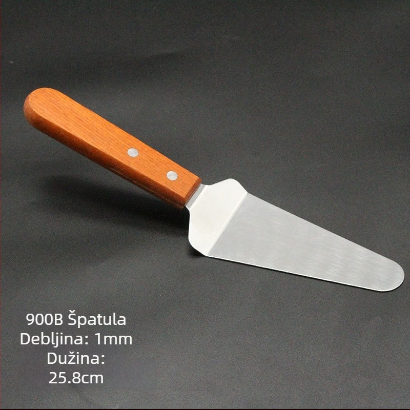 Teppanyaki set spatula s drvenom drškom, od nehrđajućeg čelika – visoka otpornost na temperaturu, anti-opeklina, uključuje spatulu za steak i roštilj