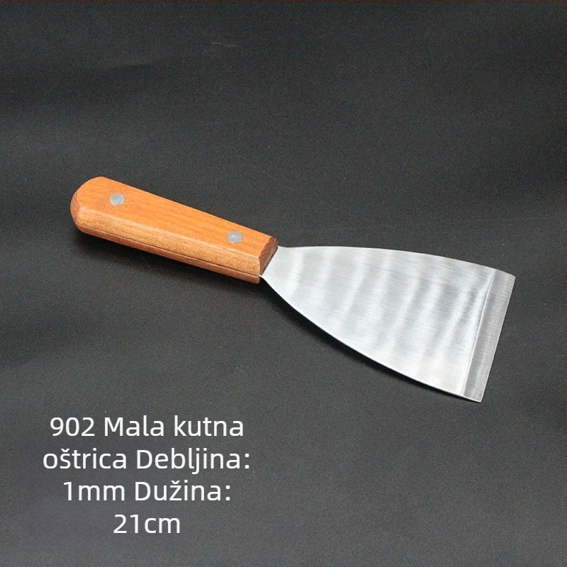 Teppanyaki set spatula s drvenom drškom, od nehrđajućeg čelika – visoka otpornost na temperaturu, anti-opeklina, uključuje spatulu za steak i roštilj