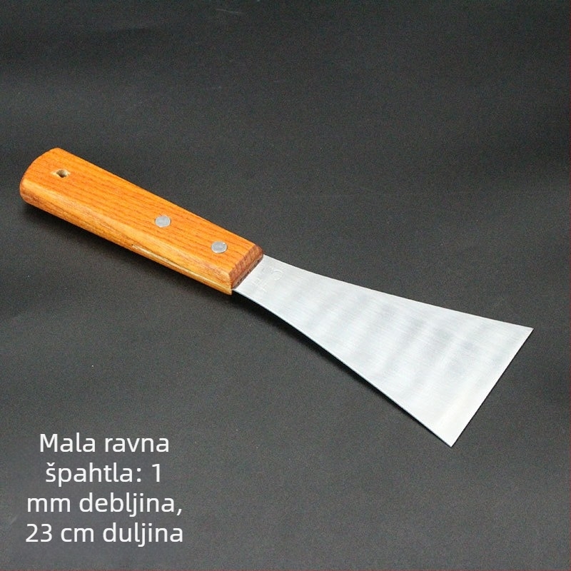 Teppanyaki set spatula s drvenom drškom, od nehrđajućeg čelika – visoka otpornost na temperaturu, anti-opeklina, uključuje spatulu za steak i roštilj