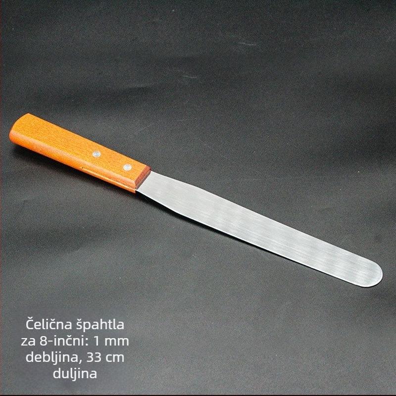 Teppanyaki set spatula s drvenom drškom, od nehrđajućeg čelika – visoka otpornost na temperaturu, anti-opeklina, uključuje spatulu za steak i roštilj