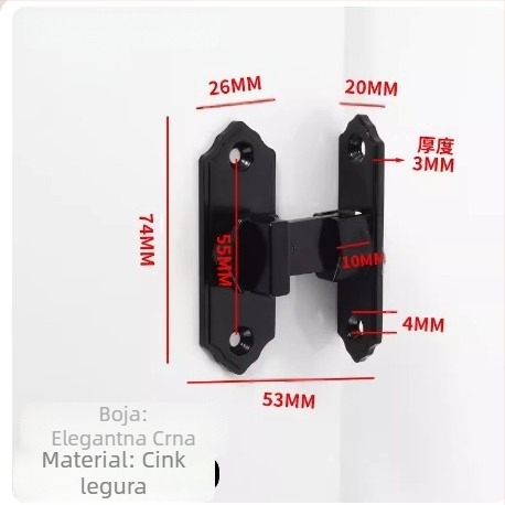 90 stupnjeva brava za vrata od nehrđajućeg čelika – Tip A, brušeni završni sloj, model 90 Degree Door Buckle, Orford