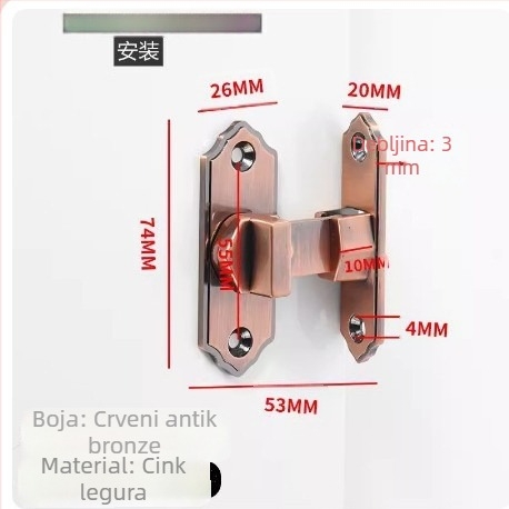 90 stupnjeva brava za vrata od nehrđajućeg čelika – Tip A, brušeni završni sloj, model 90 Degree Door Buckle, Orford