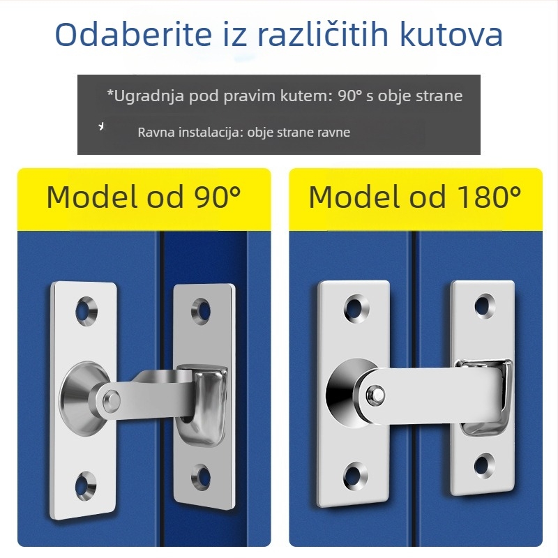 90 stupnjeva brava za vrata od nehrđajućeg čelika – Tip A, brušeni završni sloj, model 90 Degree Door Buckle, Orford