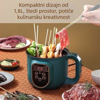 Višenamjenska električna posuda za kuhanje – para, prženje, kuhanje, topliji lonac; 600 W • kapacitet 1–2 L • unutarnja posuda od nehrđajućeg čelika • mikroprocesorsko upravljanje • regulacija temperature