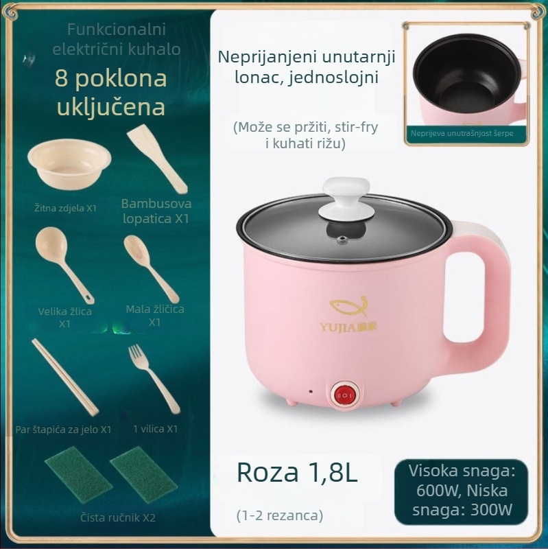 Višenamjenska električna posuda za kuhanje – para, prženje, kuhanje, topliji lonac; 600 W • kapacitet 1–2 L • unutarnja posuda od nehrđajućeg čelika • mikroprocesorsko upravljanje • regulacija temperature