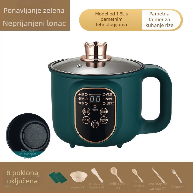 Višenamjenska električna posuda za kuhanje – para, prženje, kuhanje, topliji lonac; 600 W • kapacitet 1–2 L • unutarnja posuda od nehrđajućeg čelika • mikroprocesorsko upravljanje • regulacija temperature