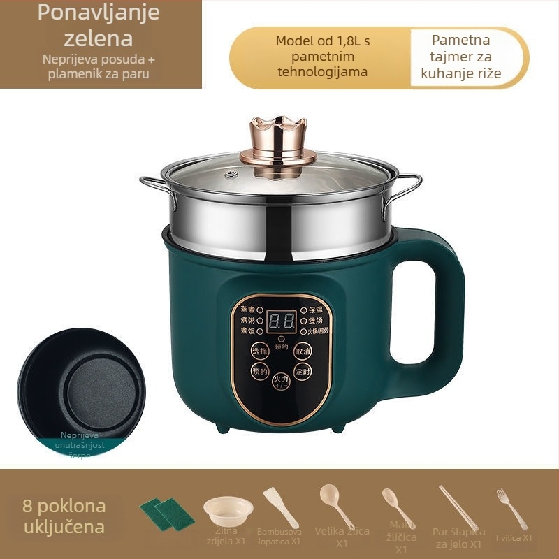 Višenamjenska električna posuda za kuhanje – para, prženje, kuhanje, topliji lonac; 600 W • kapacitet 1–2 L • unutarnja posuda od nehrđajućeg čelika • mikroprocesorsko upravljanje • regulacija temperature