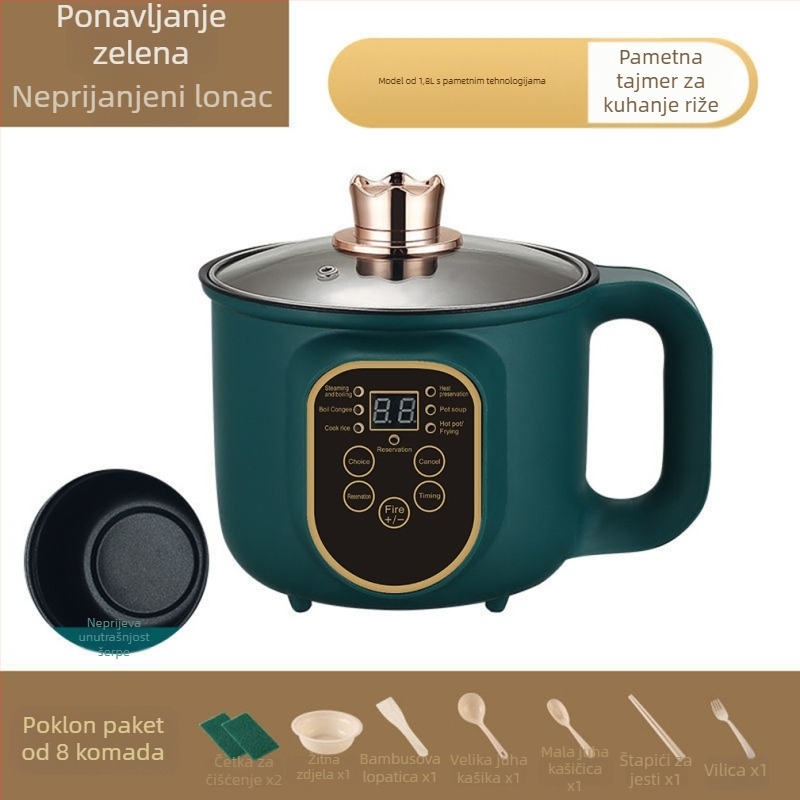 Višenamjenska električna posuda za kuhanje – para, prženje, kuhanje, topliji lonac; 600 W • kapacitet 1–2 L • unutarnja posuda od nehrđajućeg čelika • mikroprocesorsko upravljanje • regulacija temperature