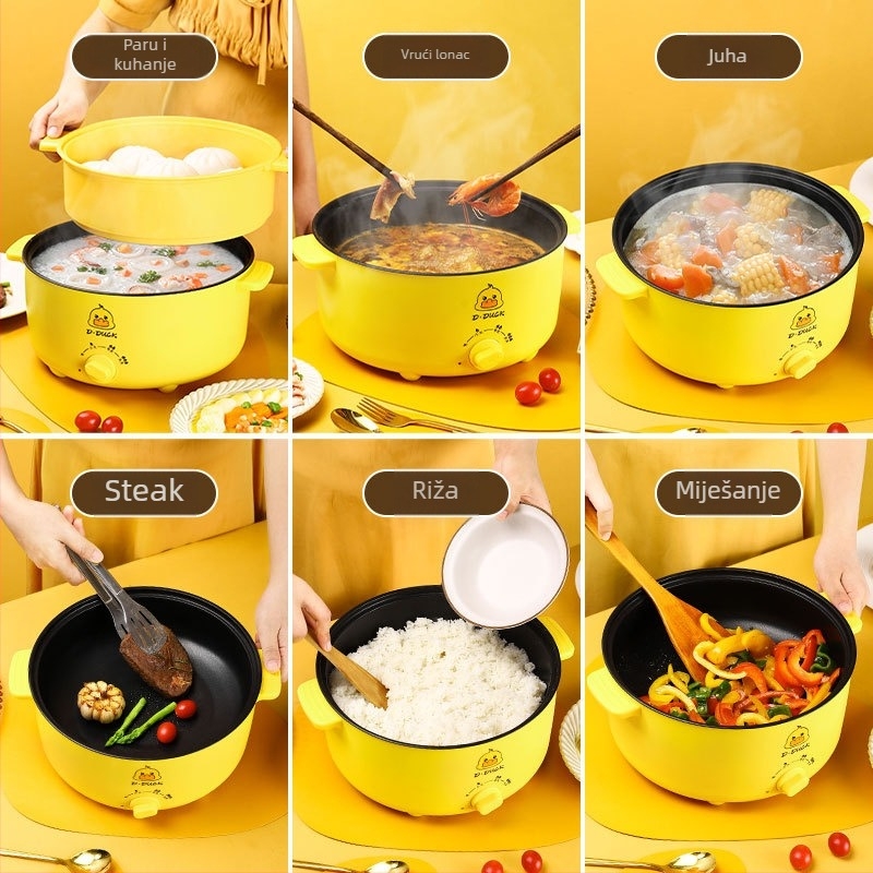 Električno kuhalo s dvostrukom ručkom i upravljanjem okretne gumbe, integrirani dizajn, za 4–5 porcija