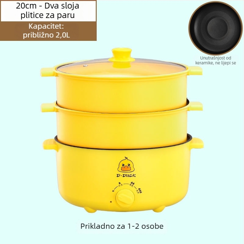 Električno kuhalo s dvostrukom ručkom i upravljanjem okretne gumbe, integrirani dizajn, za 4–5 porcija