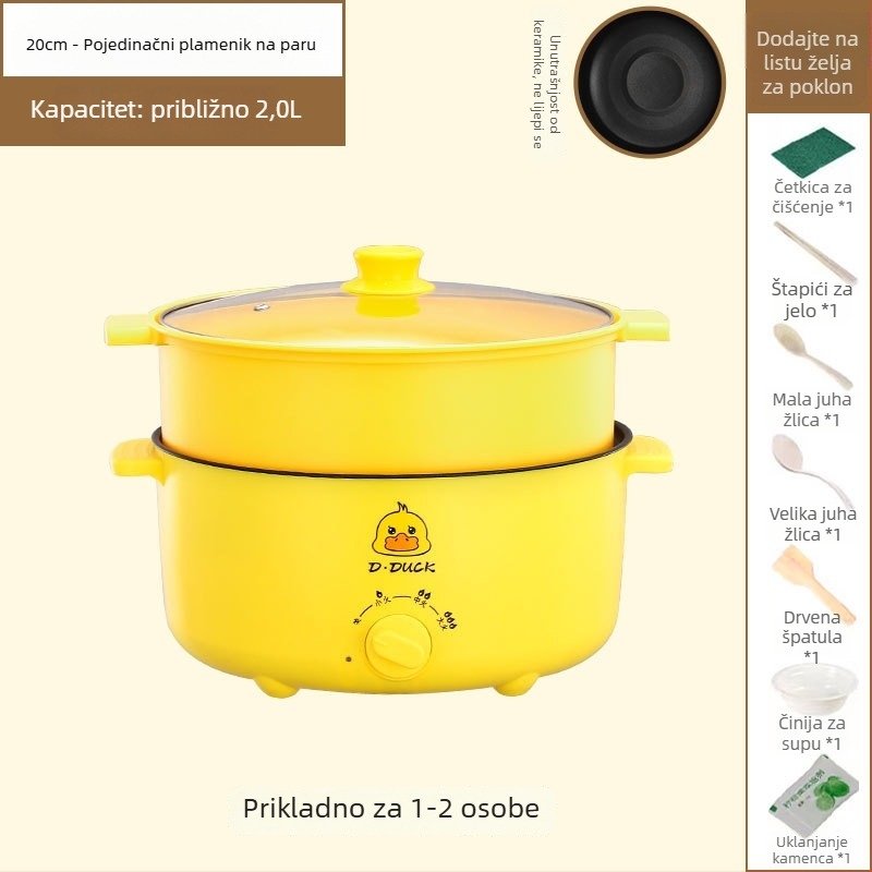 Električno kuhalo s dvostrukom ručkom i upravljanjem okretne gumbe, integrirani dizajn, za 4–5 porcija