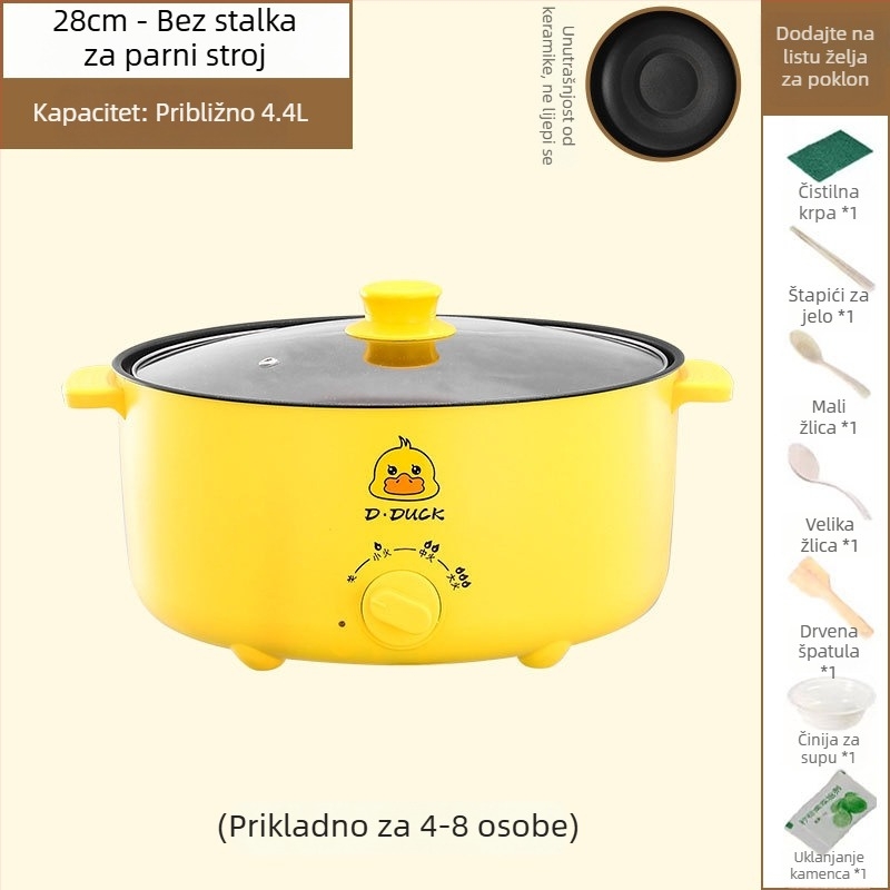 Električno kuhalo s dvostrukom ručkom i upravljanjem okretne gumbe, integrirani dizajn, za 4–5 porcija