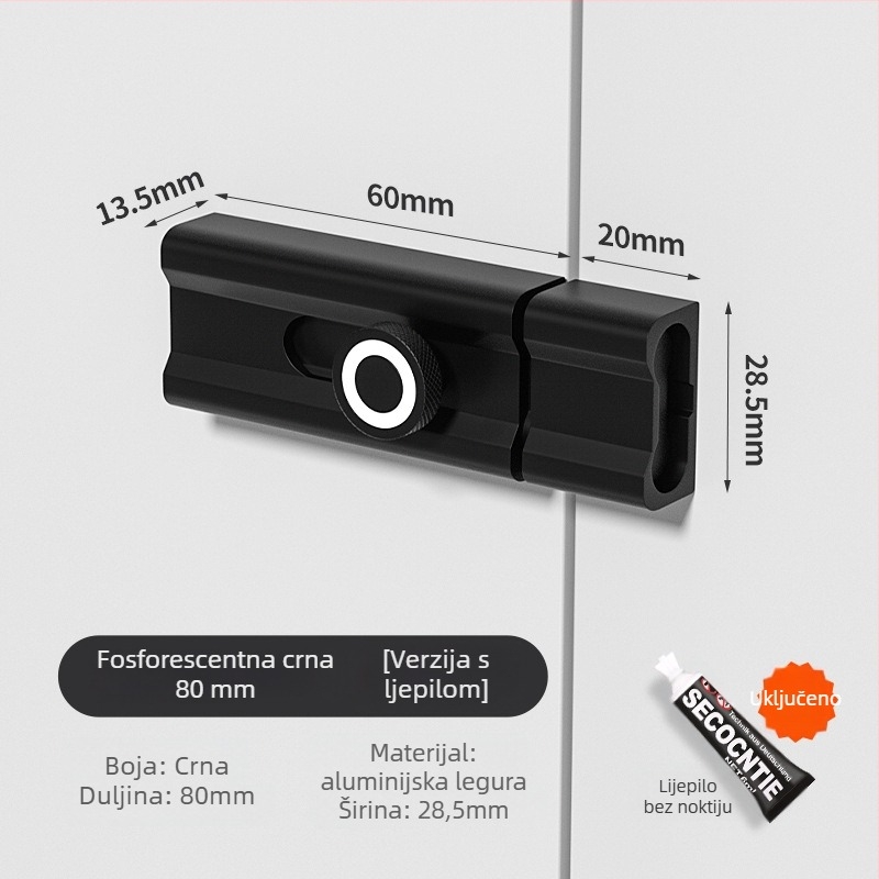 CX-11 O-brava za vrata, unutrašnji ljepilo zasun, aluminijska legura, elektroplatiranje, Tianlin, moderni minimalistički stil