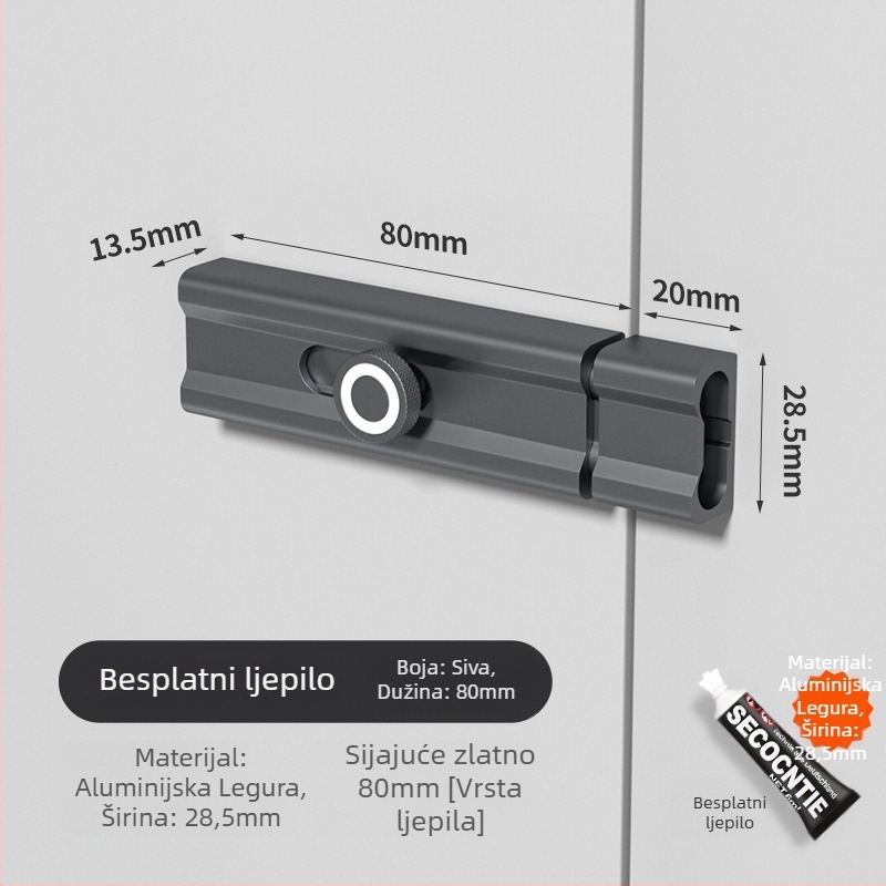 CX-11 O-brava za vrata, unutrašnji ljepilo zasun, aluminijska legura, elektroplatiranje, Tianlin, moderni minimalistički stil