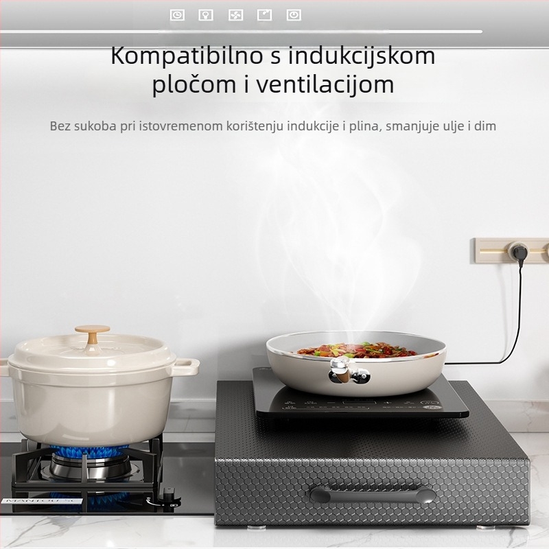 Zidni nosač za odlaganje za plinski štednjak i indukcijsku ploču, karbonska ocel, nordijski stil, Home Bailey